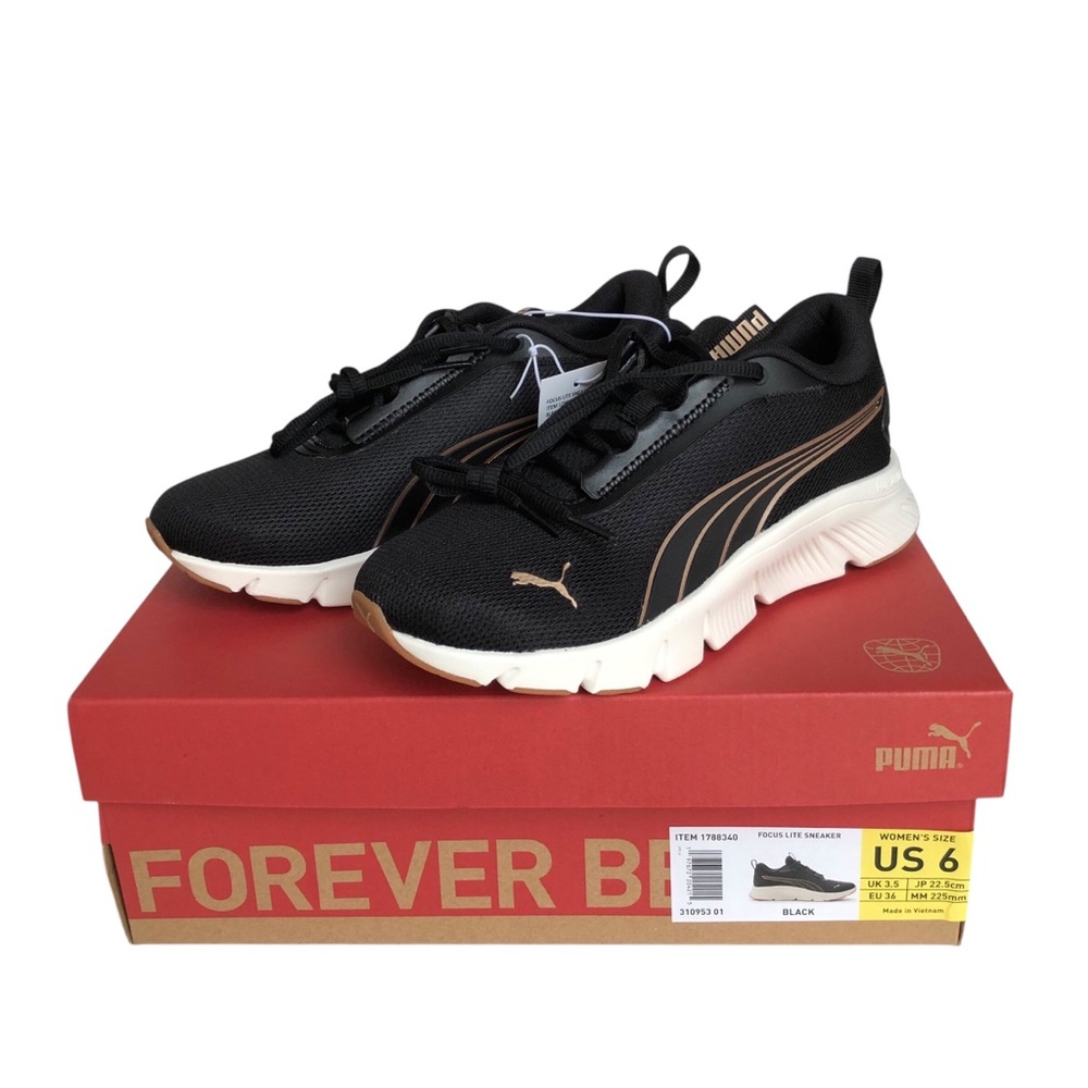 PUMA Ladies Women's Flex Focus Lite Sneakers Shoes Black Size 6 NWT